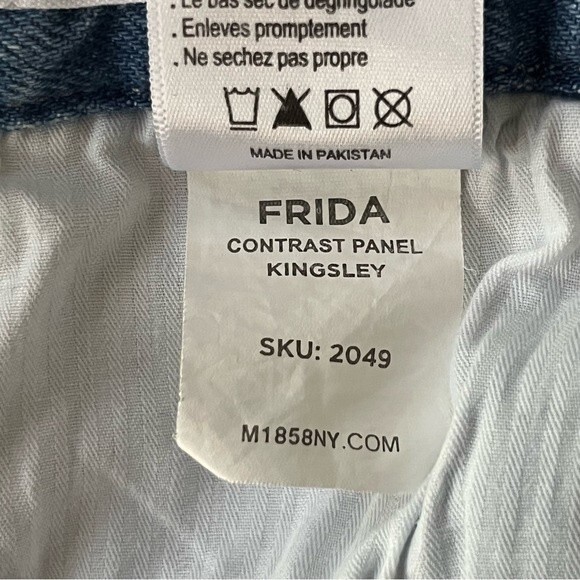 M1858 Frida Jeans Contrast Panel High Rise Straight Leg Denim Size 8 Distressed - Picture 6 of 8